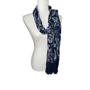 Banana Republic Scarf Wrap Blue Floral 100% Cotton